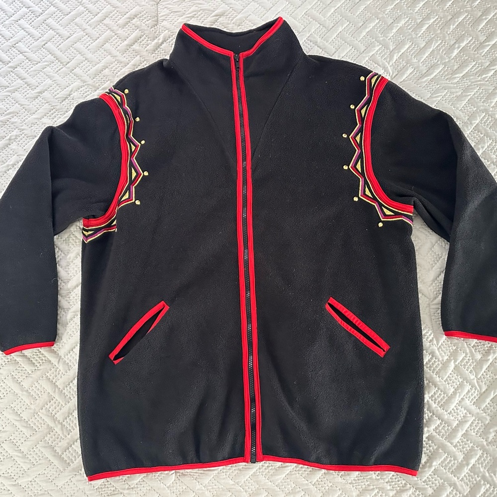 Bob Mackie Wearable Art Zipper Sweater Size Large